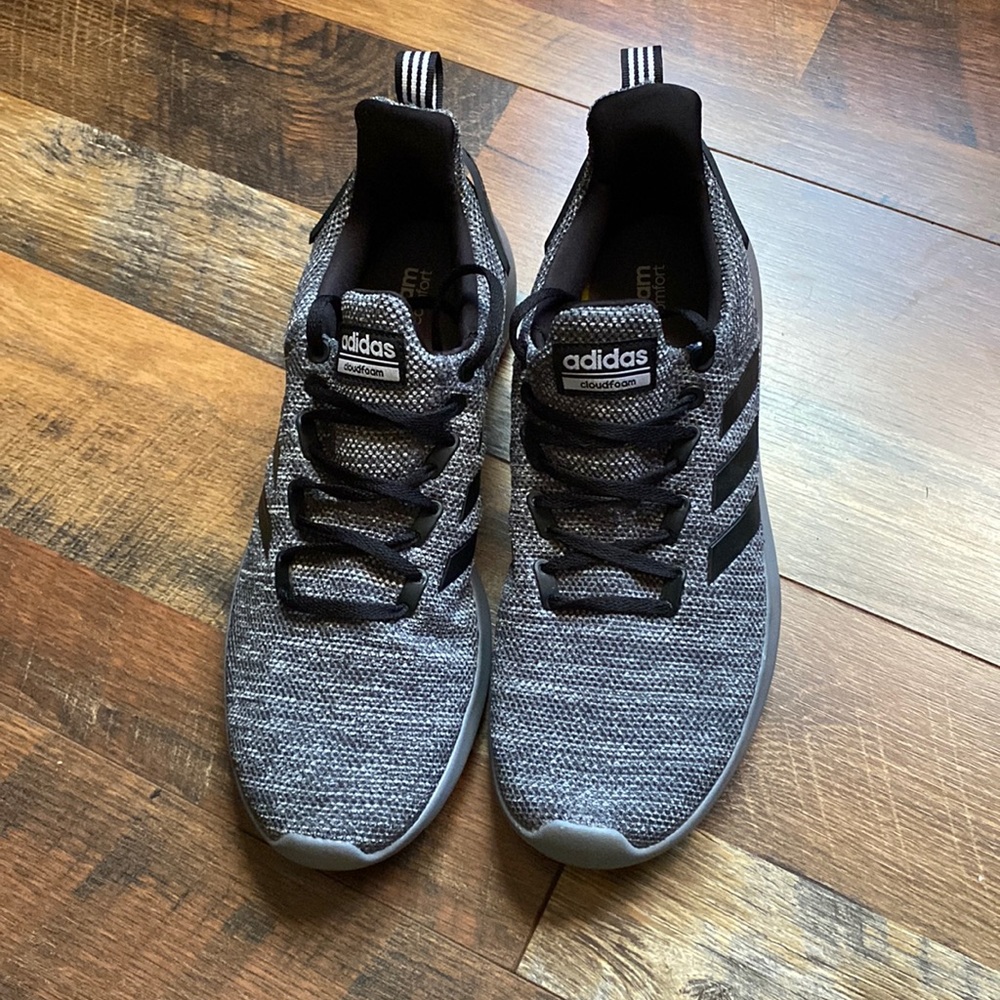 Grey adidas cloudfoam running shoes